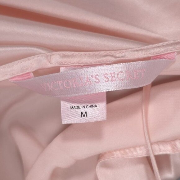 VICTORIA'S SECRET Vintage 100% SILK Charmeuse Maxi Slip Dress MEDIUM Blush Pink - Picture 3 of 10